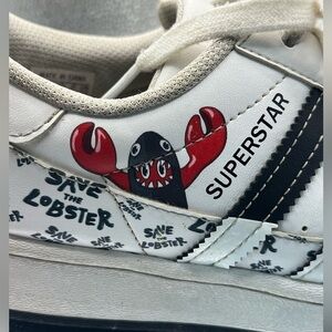 Adidas x Philip Colbert Save The Lobsters Superstar White Black Sneakers Sz 7